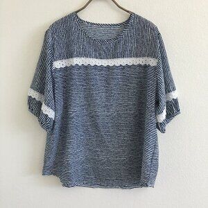 Korean Fashion Blouse Free Size, Fits up to Large Relaxed fit Lightweight Laced